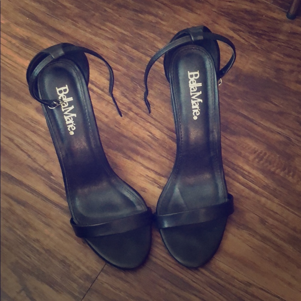 Black leather heels